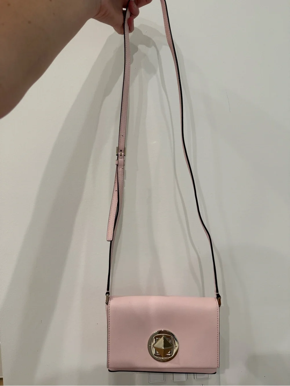 kate spade Light Pink Saffiano Crossbody Bag with Gold Accent